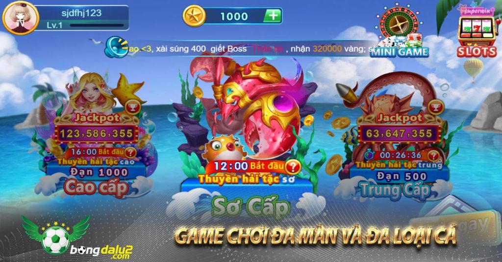 Game chơi đa màn và đa loại cá